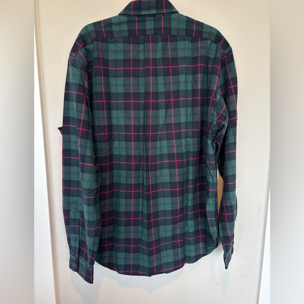 NWT Polo by Ralph Lauren Flannel Green Navy Plaid Button-Down Shirt with Red - Picture 2 of 8